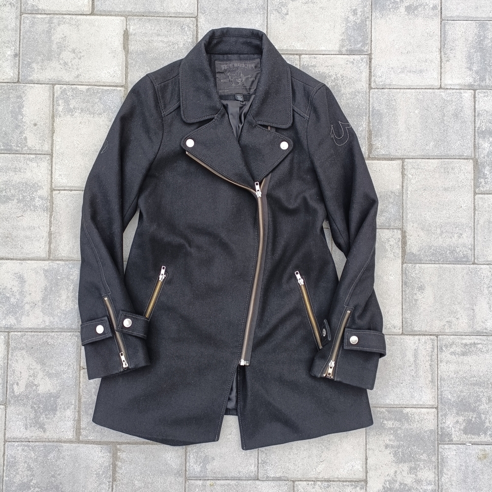 True Religion Black Jacket with Gray Lining